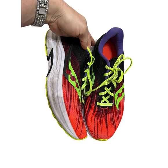 EUC Mens Saucony PWRRUN Axon Visi Pro running shoes size 10 colorful bright - Picture 4 of 8